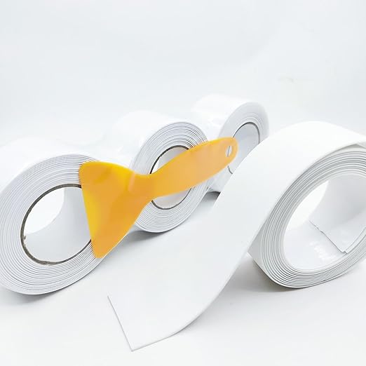 1.5" White Caulk Tape with Self Adhesive, Caulk Strip Waterproof for Bathroom,Toilet, Bathtub,Shower,Caulking Tape for Kitchen and Wall Toilet Sealer Around Base 10.5 Ft x 3 Rolls