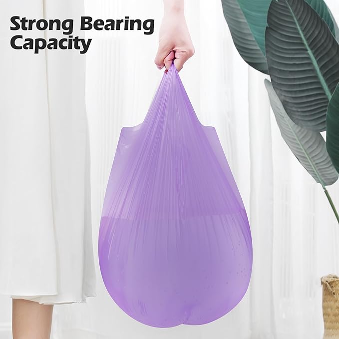 2-4 Gallon Portable Trash Bags,120 Counts Thicken portable Small Garbage Bags for Office, Kitchen,Bedroom Trash Can,Strong Trash Bags（Purple）