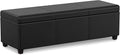 SIMPLIHOME Avalon 54 inch Wide Contemporary Rectangle Extra Large Storage Ottoman Bench in Midnight Black Vegan Faux Leather, Assembled, For the Living Room, Entryway and Family Room