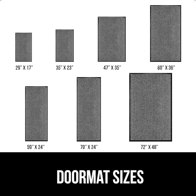 GORILLA GRIP Traffic Guard Door Mat, 70x24, Heavy Duty Welcome Mats, Commercial Office Space Doormat, Waterproof, Fade Resistant, Strong Rubber Backing, Low Profile, Shoe and Boot Scraper, Gray