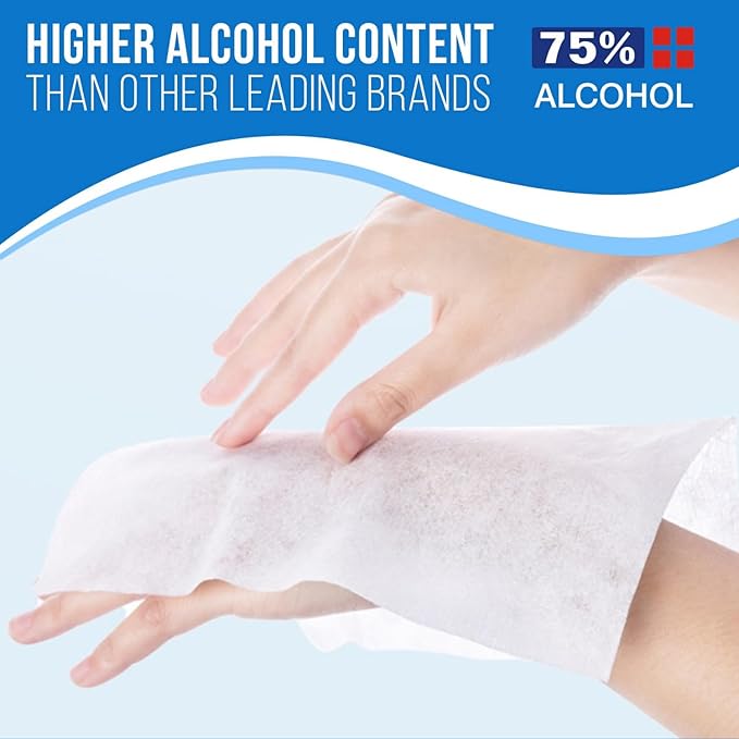 MagiCare 75% Alcohol Hand Sanitizing Wipes (Travel Wipes, 10 Packs) - Premium, Unscented, Large Alcohol Wipes - Hand Wipes Travel Size - Bag, Purse, Car - 10 Packs of 20 (200 Hand Sanitizer Wipes)