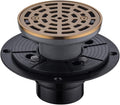 RANDOM Round Shower Drain SUS304 Stainless Steel Champagne Bronze Shower Drain 4 inch with Adjustable PVC Base Flange,Shower Floor Drain with Removable Cover Grid Grate