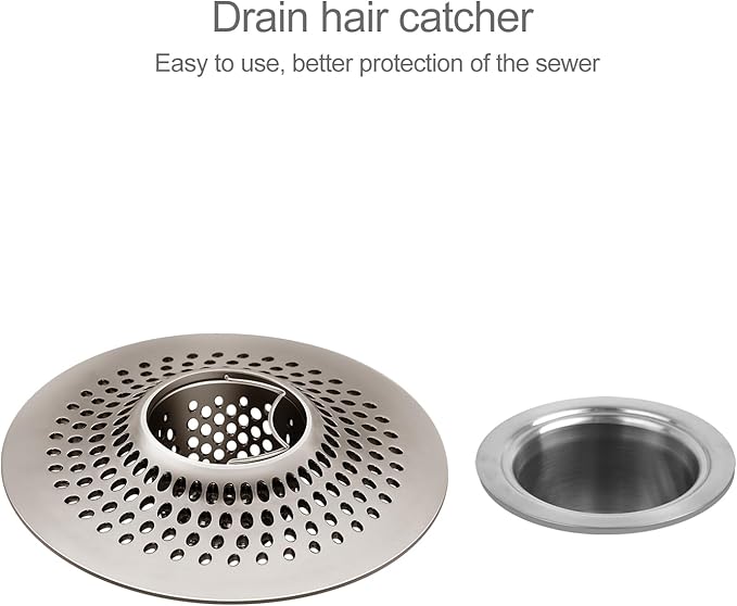 LEKEYE Shower Drain Hair Catcher/Bathroom Drain Cover/Bathtub Drain Strainer/Shower Stall Drain Protector(Brushed Nickel)