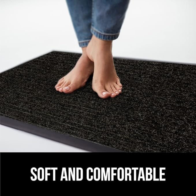 GORILLA GRIP Traffic Guard Door Mat, 2 Pack, Heavy Duty Waterproof Doormat, Commercial Office Space Welcome Mats, Stain and Fade Resistant, Low Profile, Strong Rubber Backing, 35x23, Jet Black