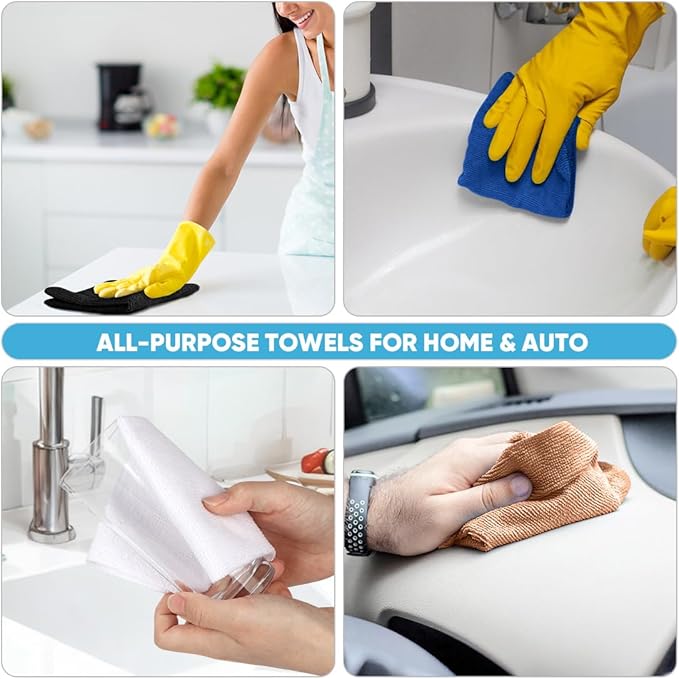 AIDEA Microfiber Cleaning Cloth 165 Sheets 3 Roll, Microfiber Towels for Cars, Shop Rags Washable, Cleaning Rags Reusable Paper Towels for Automotive, House, Cleaning Supplies 11×9" Dark Blue