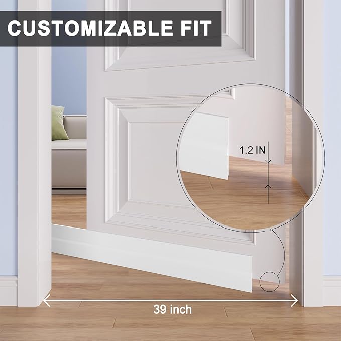 Door Draft Stopper,Door Sweep for Bottom of Door,Weather Stripping Door Seal Draft Guard Blocker Noise Cold Air Insulation Soundproofing for Exterior Interior Home Improvement(White, 78")