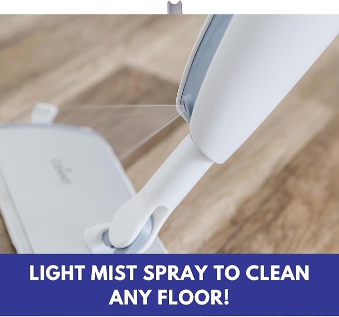 Don Aslett's Spray Mop Plus+ for Floor Cleaning| 360° Rotatable Head | Reusable Microfiber Pad | Rubber Scraper | Refillable Bottle | Suitable for All Floor Types Including Laminate, Hardwood, Tile