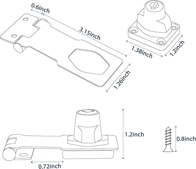 Alise Keyed Hasp Lock,3 Inch Safety Packlock Clasp Hasp Lock Latch with Lock, Black Door Hinge Lock with Keys Keyed Locking Hasp for Cabinets Closets Doors
