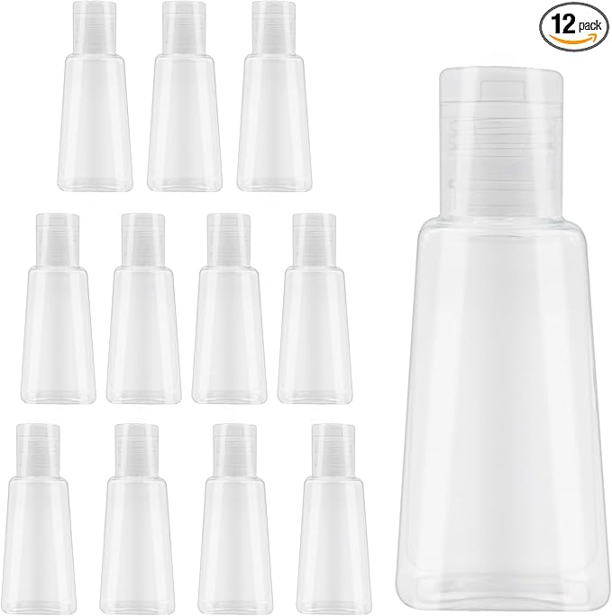 INNOLIFE 12 Pack 1oz Flip Cap Squeeze Bottles, Clear Plastic Travel Bottle, 30ml Refillable Empty Bottles BPA Free Container for Liquid, Lotions, and Toiletries
