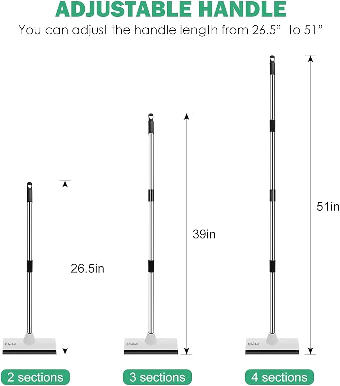 SetSail Floor Scrub Brush with 51-Inch Long Adjustable Handle 2 in 1 Scrape Brush Stiff Bristle Floor Scrubber for Cleaning Shower Bathroom Garage Kitchen Wall Deck Tub Tile