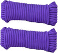 2 Pcs Diamond Braided Rope Clothes Hanging String Indoor Utility Clotheslines for Tie Pull Knot Camping Outdoor Purple 10M