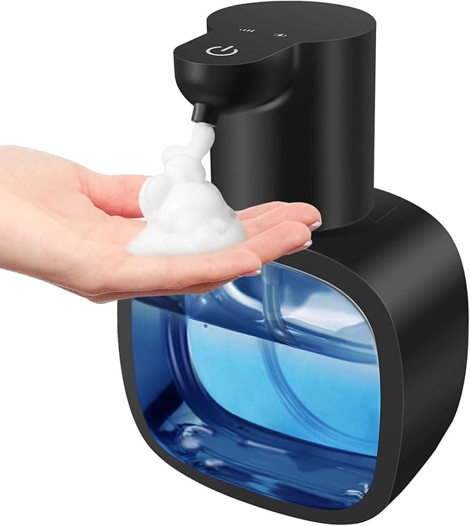 Automatic Foaming Soap Dispenser with 500ml/17oz Capacity, Touchless Soap Dispenser with 4 Level Adjustable, Rechargeable, Wall-Mounted, Waterproof for Kitchen, Bathroom, Hotel, Restaurant