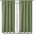 BGment Olive Green Blackout Curtains 45 Inch Length for Kitchen Bedroom Window - Short Thermal Insulated Drapes with Rod Pocket Room Darkening for Bathroom Cafe Rv Camper, 42 x 45 Inch, 2 Panels