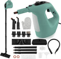 COSTWAY Handheld MultiPurpose Steam Cleaner with 17 Pieces, 350ml Large Capacity Steam Mop Continuous Fill water, Portable Chemical-Free Steamer for Home Use, Floors, Windows, 1400W, Green