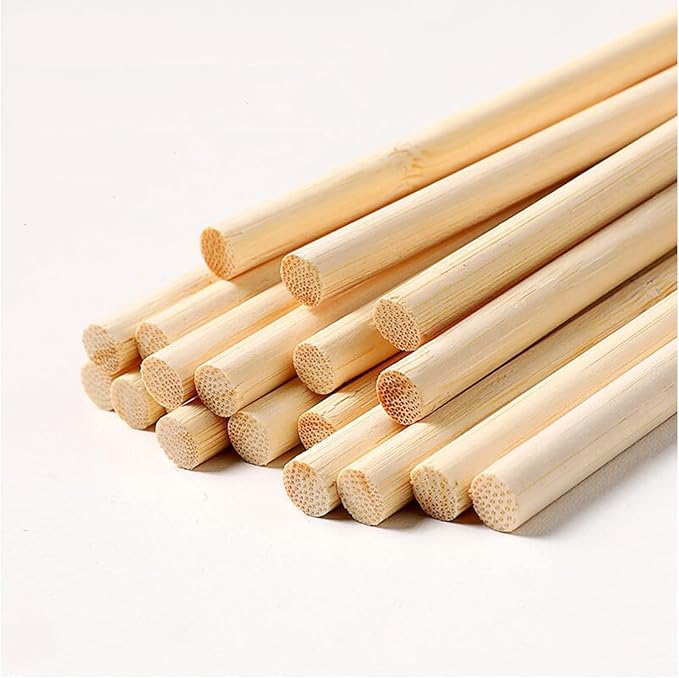 1/2 x 6 Inch 100 PCS Dowel Rods Wood Sticks Wooden Dowel Rods - Unfinished Bamboo Sticks - for Crafts and DIYers