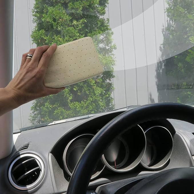 Evelots Car Windshield Cleaner Chamois, 4 Pack, Window Glass Defogger Sponge, Beige