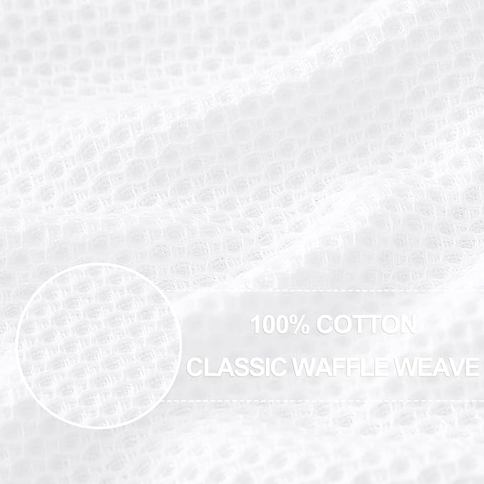 Homaxy 100% Cotton Waffle Weave Kitchen Dish Cloths, Ultra Soft Absorbent Quick Drying Dish Towels, 12 x 12 Inches, 18-Pack, White