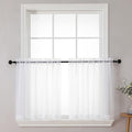 Chyhomenyc Sheer White Tier Curtains 24 Inch Length Set, Small Window Curtains Treatment for Bathroom/Living Room/Cafe/Basement, Short Voile Curtain Tiers 42in x 24in, Rod Pocket, 2 PCS