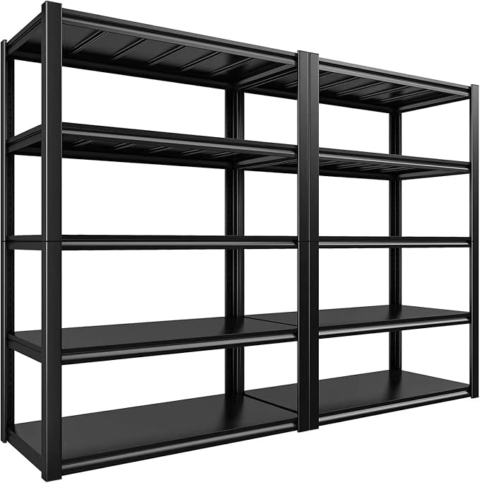 72" H Garage Shelving 2000LBS Heavy Duty Storage Shelves Adjustable 5 Tier Metal Shelves for Storage Garage Industrial Shelving Utility Racks,16" D x35.5 Wx72 H,Black