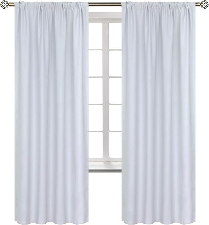 BGment Rod Pocket Room Darkening Curtains for Bedroom 72 Inches Long - Thermal Insulated Blackout Curtain Drapes for Living Room, 52 x 72 Inch, 2 Panels, Greyish White