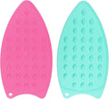 HARFINGTON 2pcs Silicone Iron Rest Pad, Multipurpose Iron Hot Resistant Mat Iron Rest Plate for Ironing Board Hot Heat Resistant Steam Compact Mat, Fuchsia/Turquoise