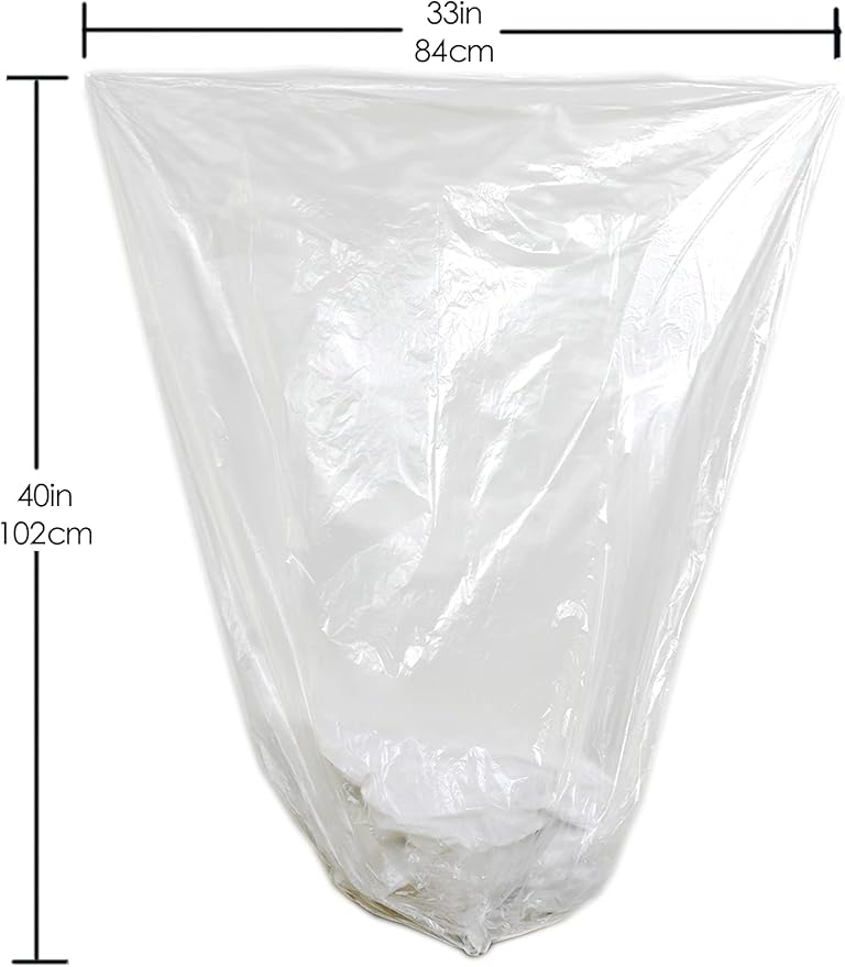 TYPLASTICS 33 Gallon Clear Trash Can Liners - 33" x 40" - High Density Garbage Bags - Case of 500 - Multipurpose for Office, Outdoor, Recycling, Industrial and Commercial