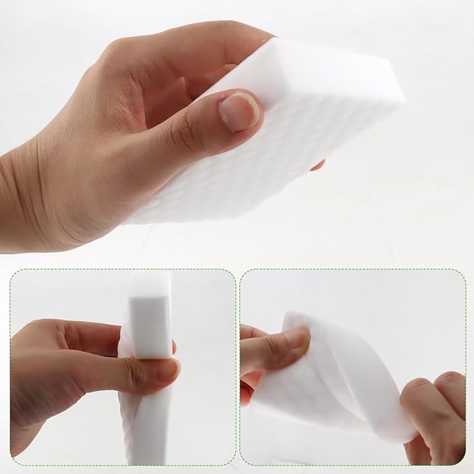 Sponge Eraser 20 Pack 2X Density and Long Lasting Melamine Sponges for Kitchen Bathroom Multi Surface Power Scrubber Foam Cleaning Pads - Bathtub, Floor, Baseboard, Bathroom, Wall Cleaner