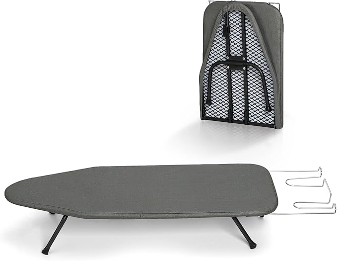 Small Ironing Board Foldable, BlissBoard Tabletop Iron Board with Cover and Pad, Metal Frame Mini Ironing Table Countertop for Space Saving, 31"x12", Black