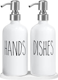 MOMEEMO Soap Dispenser for Kitchen Sink, White Soap Dispenser with Silver Metal Pump, Suitable for Kitchen Decor and Accessories. (White & Silver)