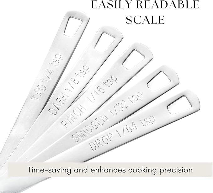 2 Pack Teaspoon Measuring Spoons, 1/4 tsp, 1/8 tsp, 1/16 tsp, 1/32 tsp, 1/64 tsp Mini Measuring Spoons Set, Stainless Steel Cooking Baking Tiny Measuring Spoon for Powders, Spices, Salt