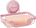 TAILI Soap Holder Bar Dish Suction Cup, Bar Shampoo Rack for Shower Wall, Draining Soap Saver Tray for Bathroom, Rustproof Stainless Steel Sponge Holder for Tub, Kitchen, Drill-Free, Pink