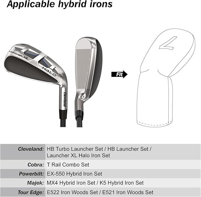 10pcs /Set Black Hybrid Iron Head Covers Protector with Large Gold No.