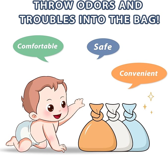 Odor Sealing Disposable Diaper Bags XS/300 Count Diaper Sacks Scented Diaper Trash Bags Large Capacity Diaper Disposal or Pet Waste Bags