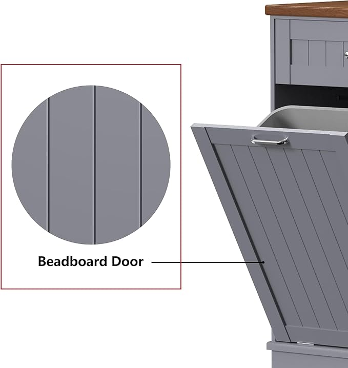 Betterhood Tilt Out Trash Cabinet 10 Gallon Wooden Free Standing Laundry Sorter Cabinet,Recycling Cabinet with Hideaway Drawer,Tilt Out Trash Cabinet Can Bin Kitchen