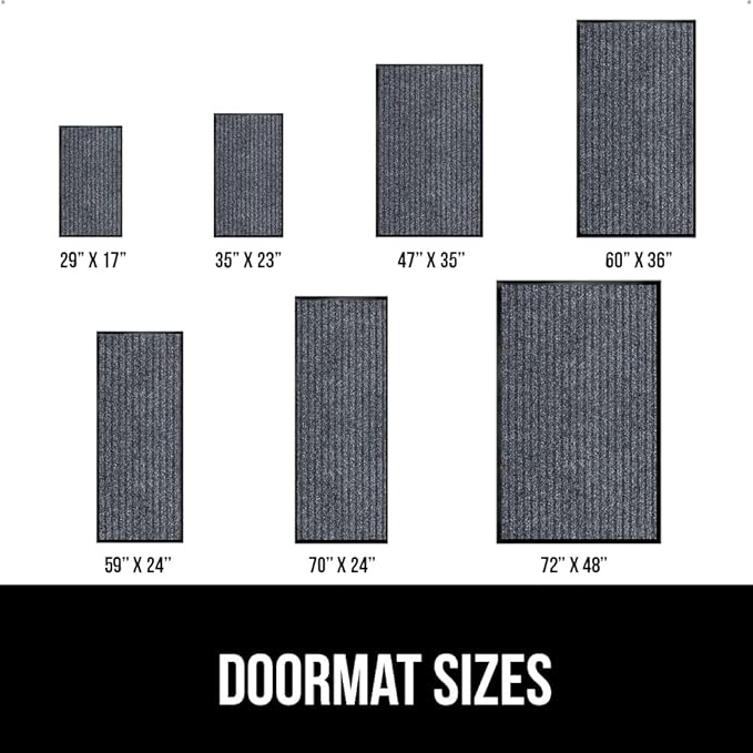 GORILLA GRIP Traffic Guard Door Mat, 72x48, Heavy Duty Welcome Mats, Commercial Office Space Doormat, Waterproof, Fade Resistant, Strong Rubber Backing, Low Profile, Shoe and Boot Scraper, Gray