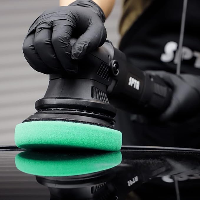 Green Heavy Cut Pad, Buffing Polishing Pads, SPTA 3Pcs 6.5 Inch Face for 6 Inch 150mm Backing Plate Compound Buffing Sponge Pads for Car Buffer Polisher Compounding, Polishing and Waxing -FPTSS6G-3