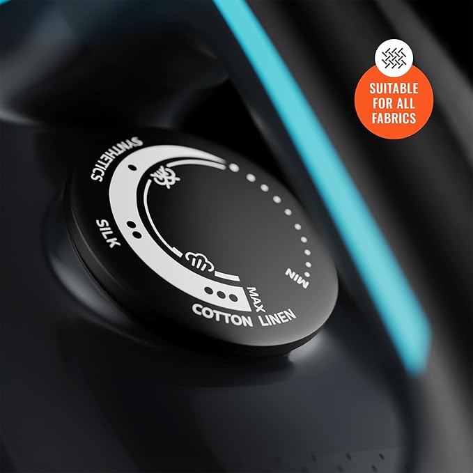 Pursteam SteamBurst+ 1750W Steam Iron, Ceramic Soleplate, Adjustable Steam, Burst of Steam, Self-Clean, Anti-Calc, Anti-Drip, Powerful & Long-Lasting Steam for All Fabrics