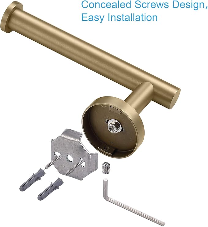 TASTOS Toilet Paper Holder SUS304 Stainless Steel Round Size Brushed Gold 2 Pack
