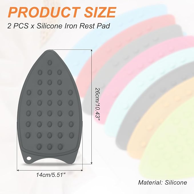 PATIKIL Silicone Iron Rest Pad, 2 Pcs Multipurpose Hot Heat Resistant Iron Rest Plate Protective Pad for Ironing Board Hot Resistant Steamer Steam Compact Mat, Gray
