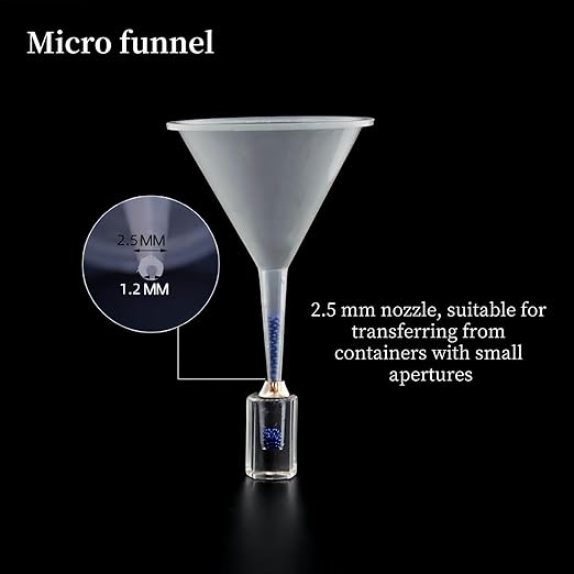 12 Pcs Small Funnel & Mini Funnel 1.57" Opening, 0.1" Narrow Tip for Essential Oils, Perfumes, Capsules & Mini Bottles (Polypropylene, 2.17" Height)