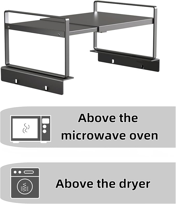 Adjustable Fridge Top Storage Rack,12.4"-23.62" Expandable Organizer Shelf,Refrigerator Storage, Anti-Slip,L-Shaped Design,Space Saver for Kitchen,Laundry,Dorm (Fits Most Appliances)