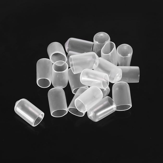 uxcell 20pcs Rubber End Caps 9mm ID Vinyl PVC Round Tube Bolt Cap Cover Screw Thread Protectors Clear