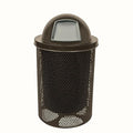 COATEDOUTDOORFURNITURE RDT-P-TXTBRW Heavy Duty Round Trash Receptacle with Dome Top, Liner Included, 32 Gallon, Textured Brown, Made in America