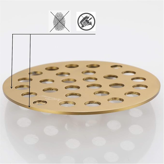 4-Inch Screw-in Shower Strainer Drain Cover Replacement Floor Strainer (Brushed Gold)