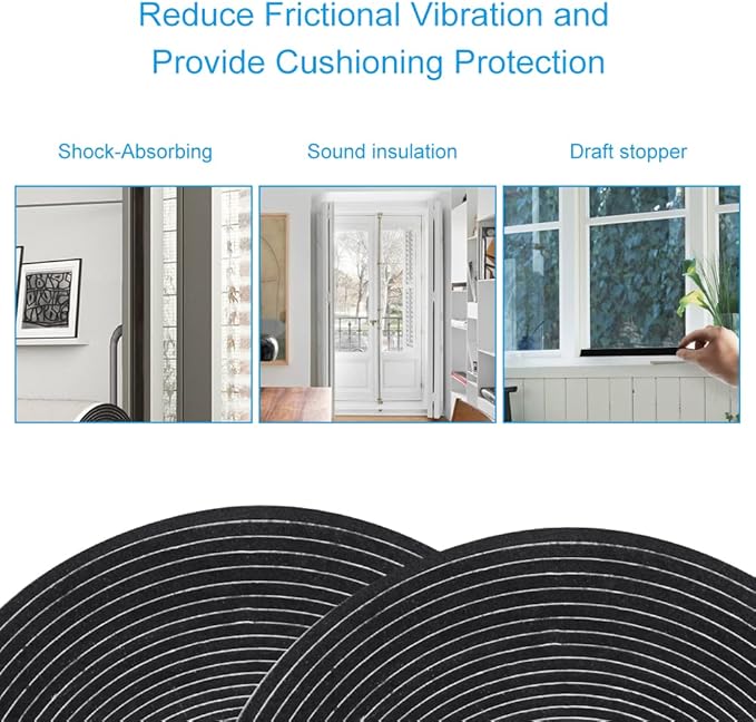 Seal Foam Tape,1/2 Inch W x 1/16 Inch T Weather Stripping for Door and Window, High Density Single Sided Closed Cell Door Insulation Weather Strip,2 Rolls 16FT Long Each