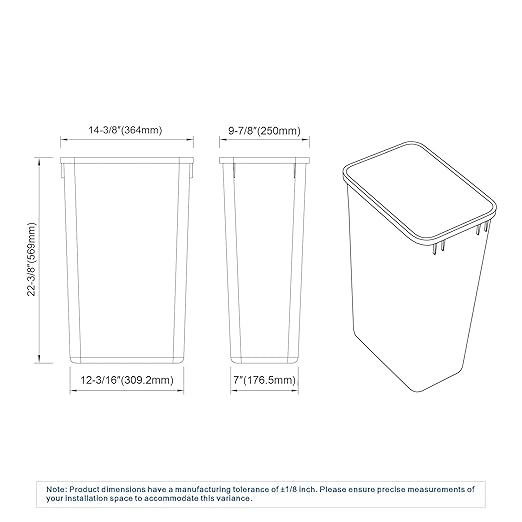 Dowell 50Qt Waste Trash Container, 13Gal, Plastic, Stackable, for Kitchen/Bathroom/Office, Fits Under Sink/Desk (Grey 4000 50 04-2 Pack)