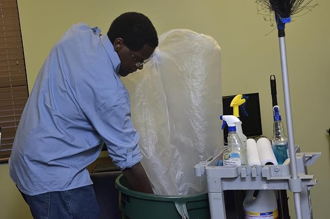 Aluf Plastics High Density Trash Bags, 45 Gallon, 1000 Count, 16 Micron (eq), 40" x 48", Black, for Bathroom, Office, Industrial, Commercial, Janitorial, Municipal, Recycling