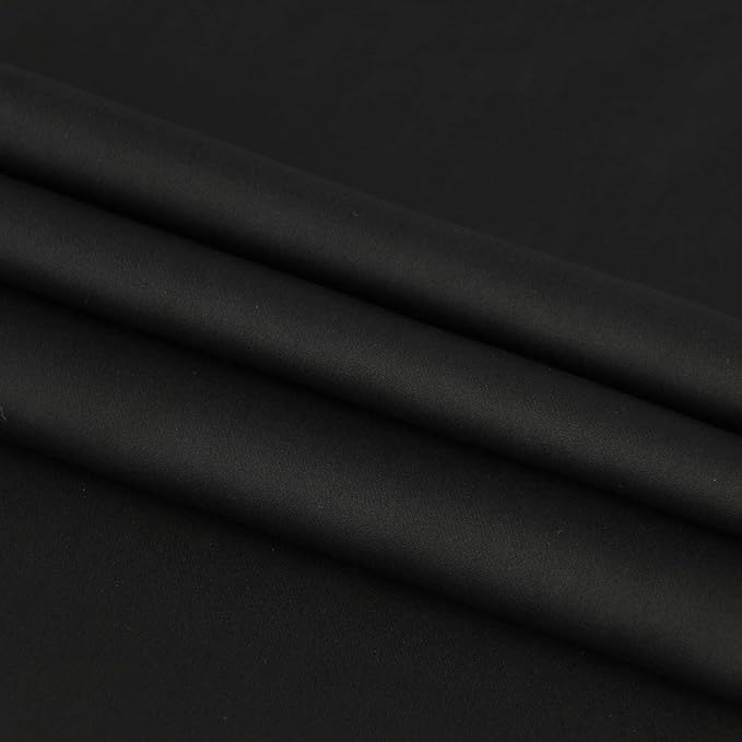 DWCN French Door Curtains – Rod Pocket Thermal Blackout Curtain for Doors with Glass Window, Kitchen and Patio Doors for Privacy, 25 X 80 Inches Long, 1 Curtain Panel with Tieback, Black