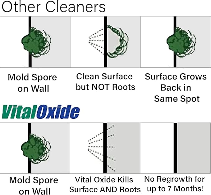 Vital Oxide Disinfectant, Deodorizer, Cleaner, Food-Contact Sanitizer, Virucide – (EPA registration #82972-1) – Kills Mold & Mildew, Eliminates Odors – 1 Gallon + 32oz Spray Bottle