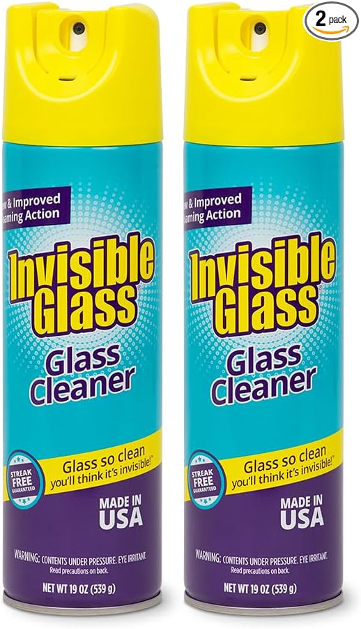 Invisible Glass 91160-2PK Premium Glass and Window Cleaner for Auto and Home Cleans Glass, Windows, Glass Cooktops, Patio Doors, and More, Streak-Free, Ammonia-Free, Tint-Safe, 19 Oz, Pack of 2